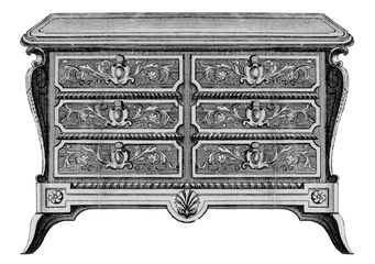Commode à tiroirs, gravure